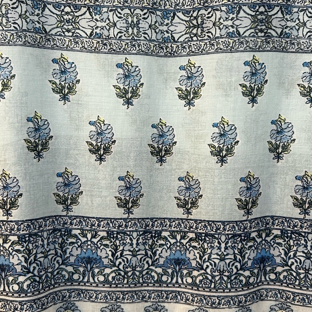 J Jill Top Sz M Blue Floral Paisley Tunic Blouse Flowy Sheer Boho Beach Cover Up - Picture 7 of 16